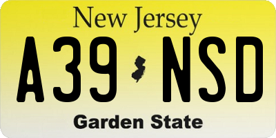 NJ license plate A39NSD