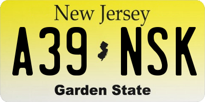 NJ license plate A39NSK