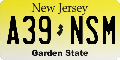 NJ license plate A39NSM