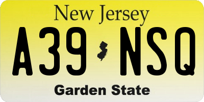 NJ license plate A39NSQ