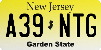 NJ license plate A39NTG
