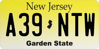 NJ license plate A39NTW