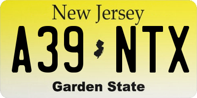 NJ license plate A39NTX