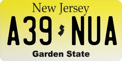 NJ license plate A39NUA