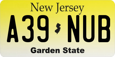 NJ license plate A39NUB