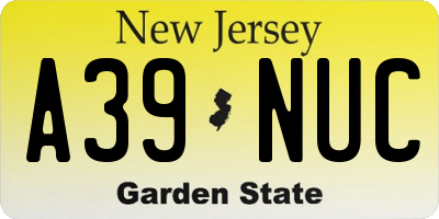 NJ license plate A39NUC