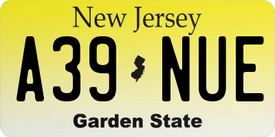 NJ license plate A39NUE