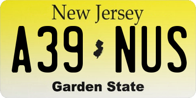NJ license plate A39NUS