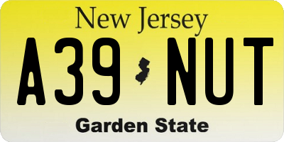 NJ license plate A39NUT