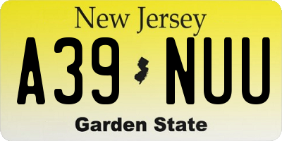NJ license plate A39NUU