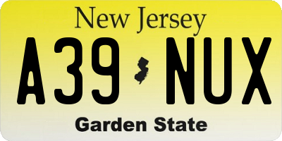 NJ license plate A39NUX