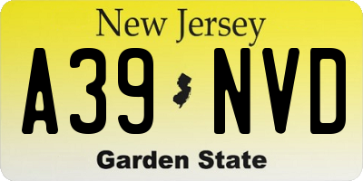 NJ license plate A39NVD