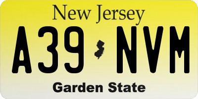 NJ license plate A39NVM