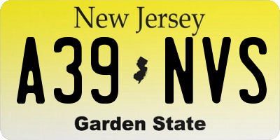 NJ license plate A39NVS