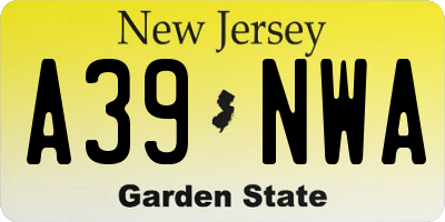 NJ license plate A39NWA