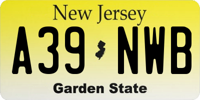 NJ license plate A39NWB
