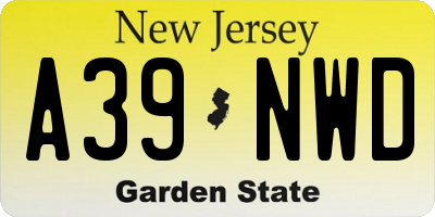 NJ license plate A39NWD