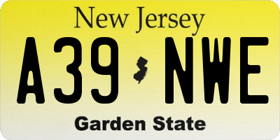 NJ license plate A39NWE