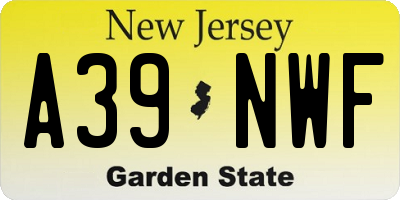 NJ license plate A39NWF