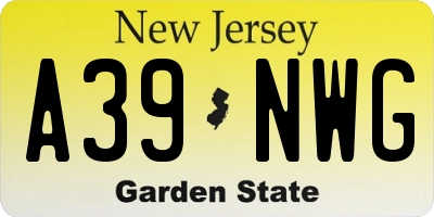 NJ license plate A39NWG