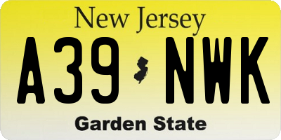 NJ license plate A39NWK