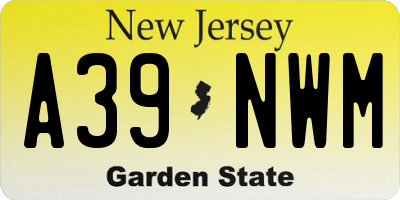 NJ license plate A39NWM