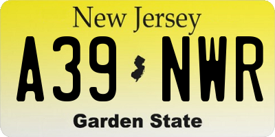NJ license plate A39NWR