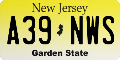 NJ license plate A39NWS