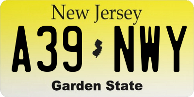 NJ license plate A39NWY