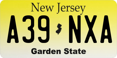 NJ license plate A39NXA