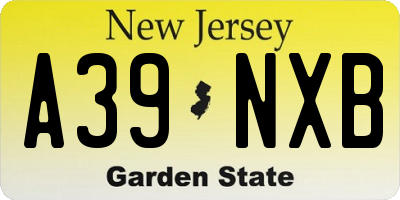 NJ license plate A39NXB