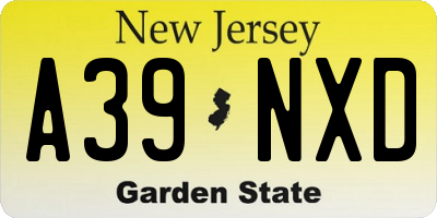 NJ license plate A39NXD