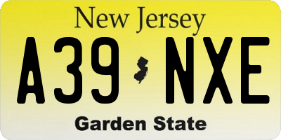 NJ license plate A39NXE