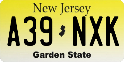 NJ license plate A39NXK