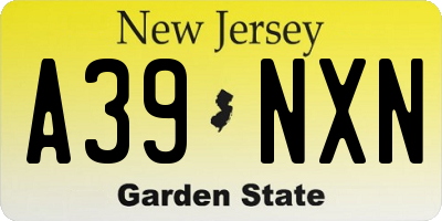 NJ license plate A39NXN