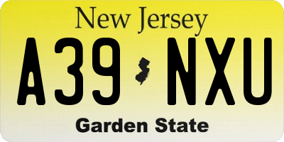 NJ license plate A39NXU