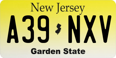 NJ license plate A39NXV