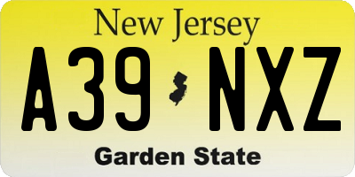 NJ license plate A39NXZ