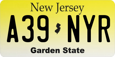 NJ license plate A39NYR