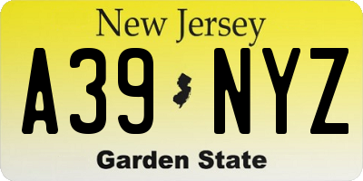 NJ license plate A39NYZ