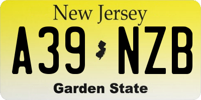 NJ license plate A39NZB