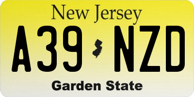NJ license plate A39NZD