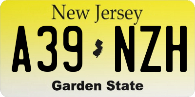 NJ license plate A39NZH