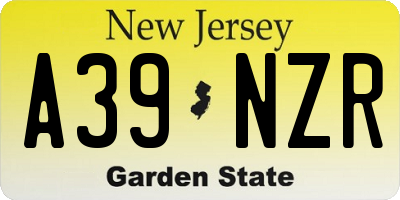 NJ license plate A39NZR