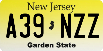 NJ license plate A39NZZ
