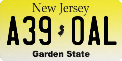 NJ license plate A39OAL
