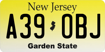 NJ license plate A39OBJ