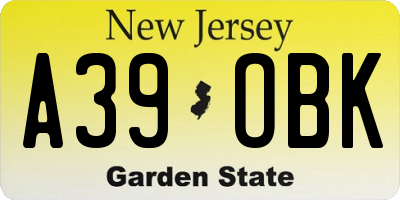 NJ license plate A39OBK