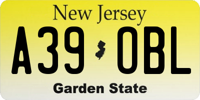 NJ license plate A39OBL