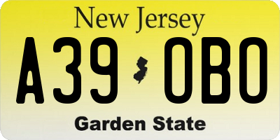 NJ license plate A39OBO